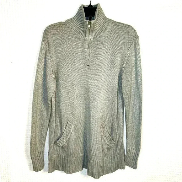 IRKA by SSG Sweater Womens Medium Cashmere Silk Knit Pockets 1/4 Zip Pullover - Picture 1 of 10